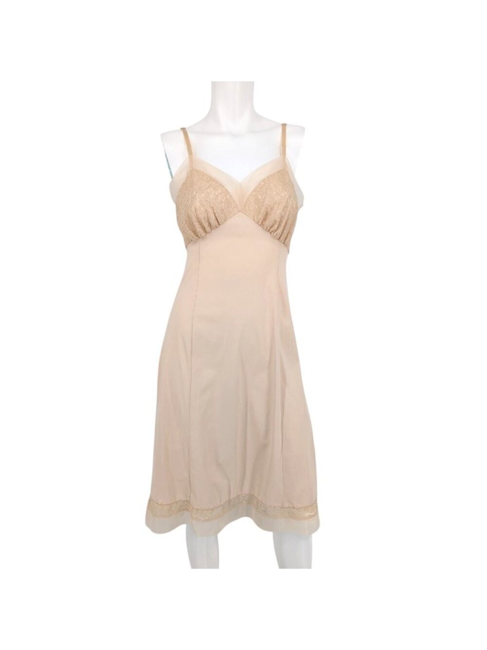Vintage Van Raalte Lace Slip Dress Lingerie Romantic Bridal Coquette USA Made 32